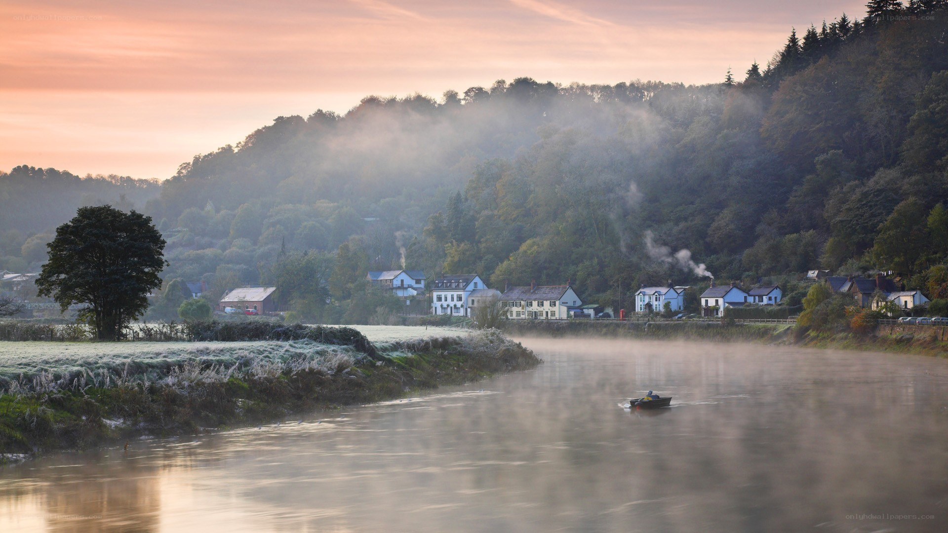 Foggy river at dawn