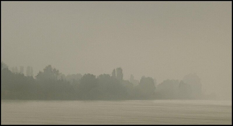Foggy River Landscape — Gray