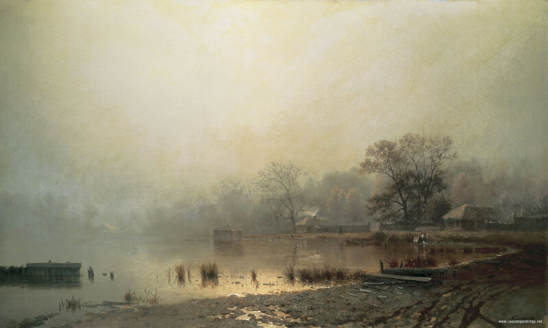 Foggy River Landscape — Yellow