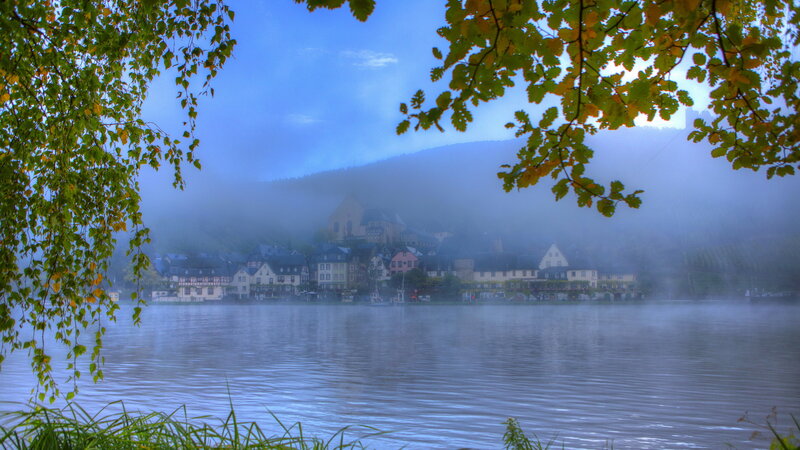 Foggy Riverside Village