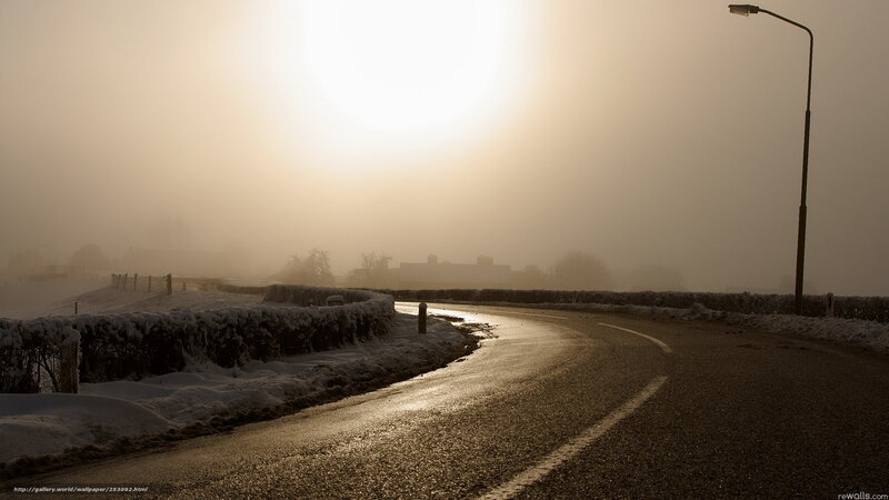 Foggy Road at Sunrise