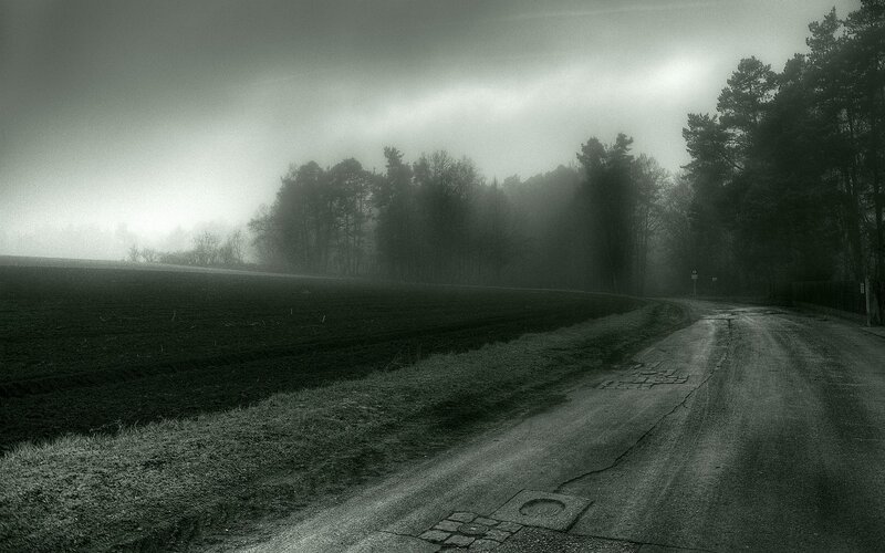 Foggy Road in Rural Area — Black