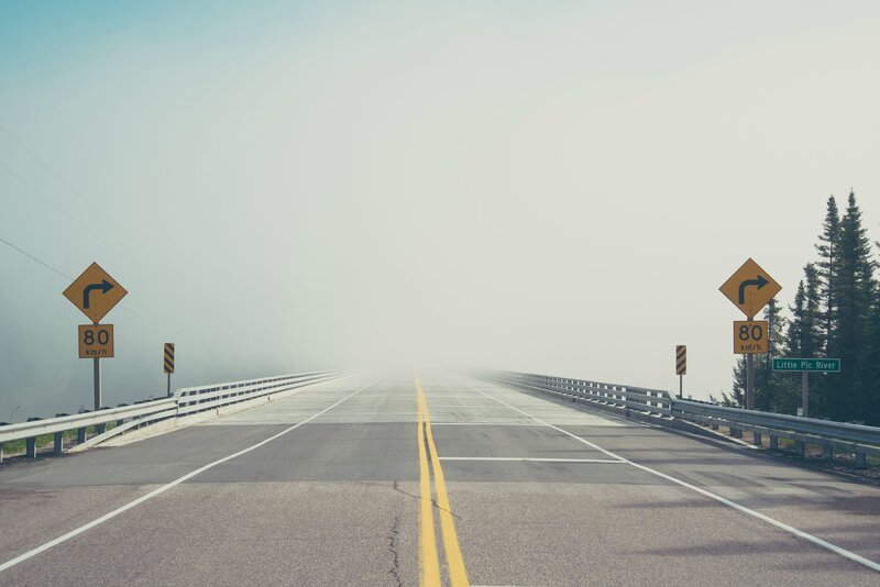 Foggy Road on Bridge