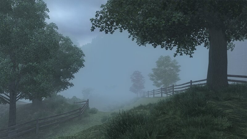 foggy rural landscape