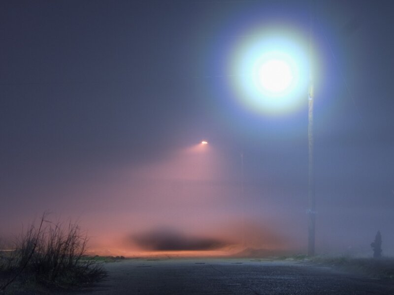 Foggy Street at Night — Blue