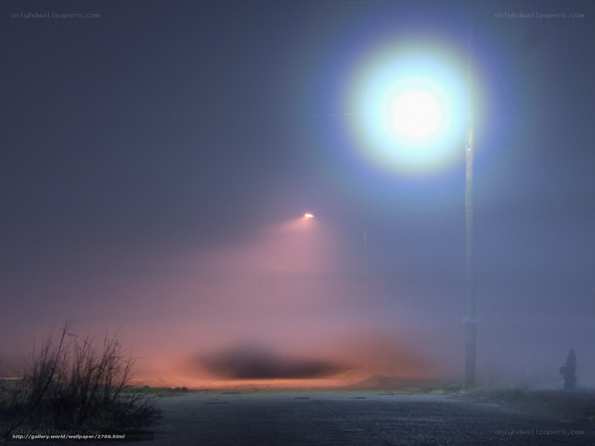 Foggy street at night
