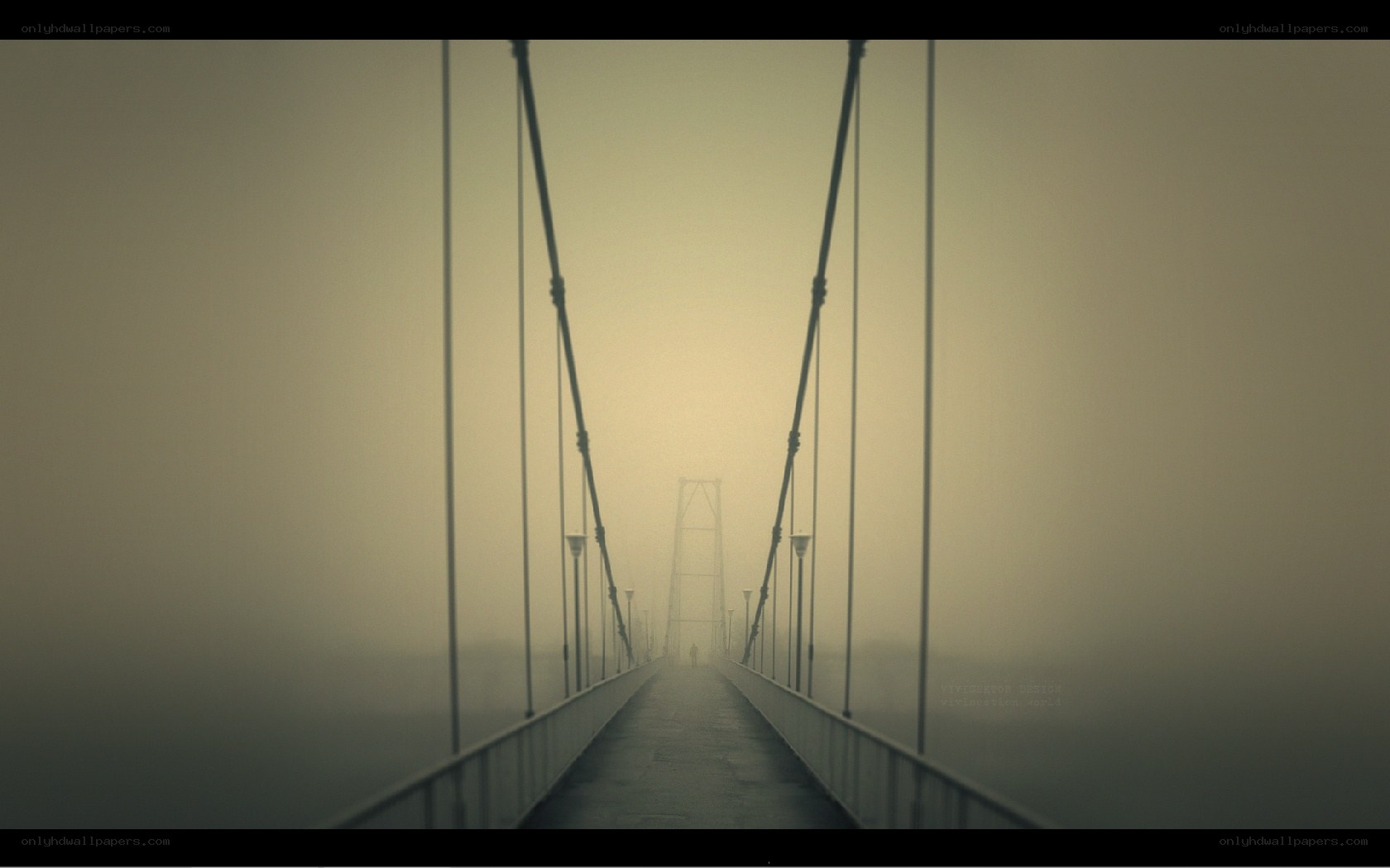 Foggy suspension bridge