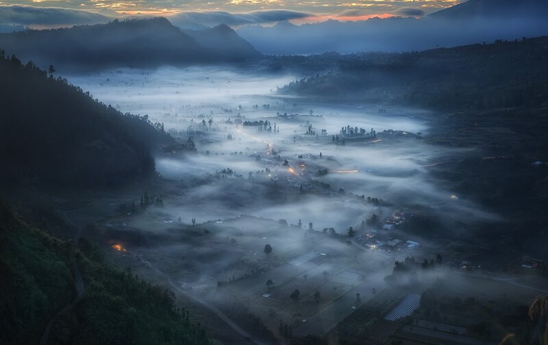 Foggy Valley at Dawn — Blue