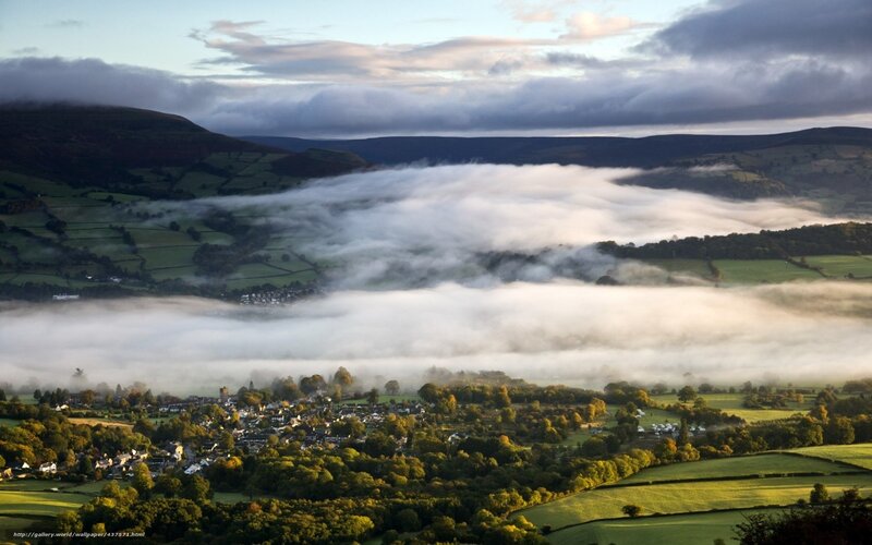 Foggy valley landscape