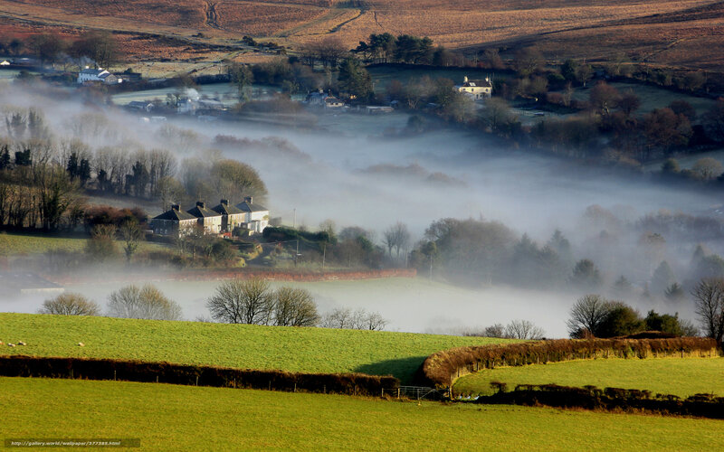 Foggy Valley with Houses