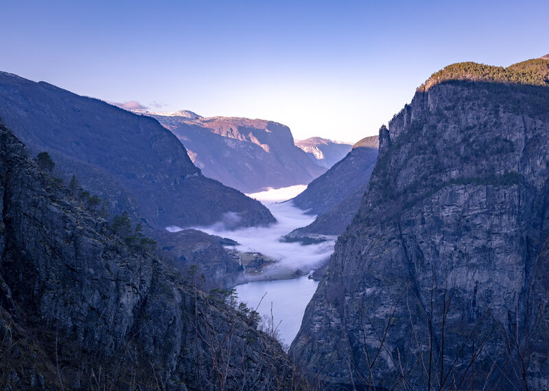 Foggy Valley with Lake