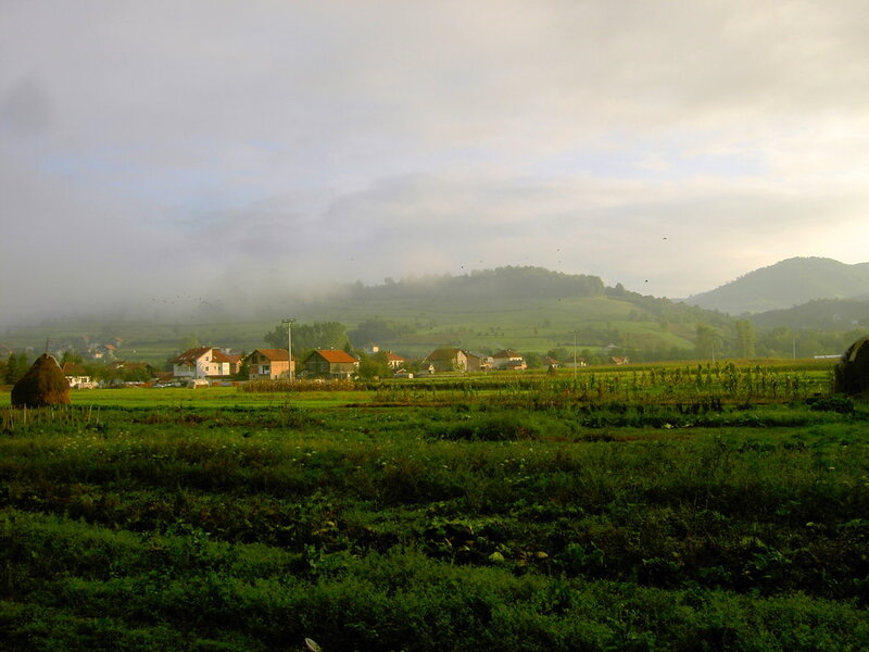 Foggy village in the hills