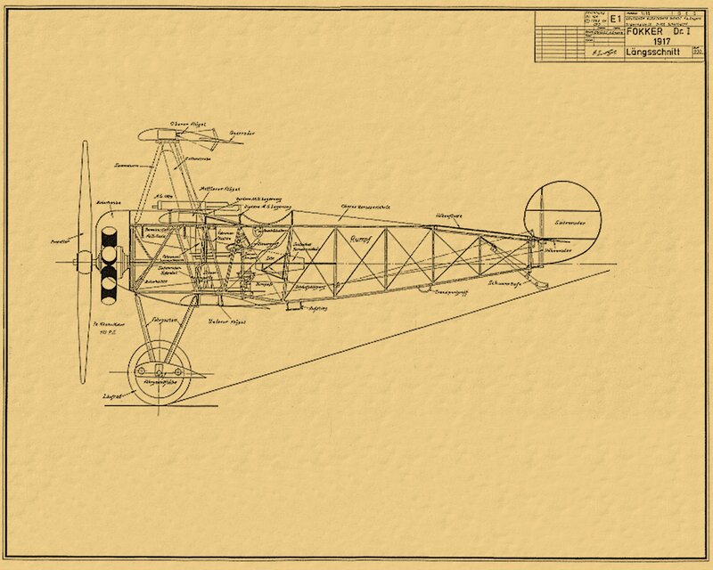 Fokker Dr.I Aircraft — Yellow