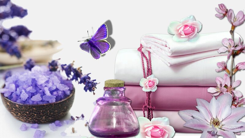 Folded Towels and Lavender