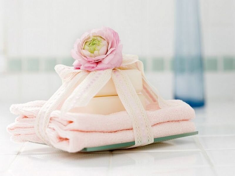 Folded Towels with Flower