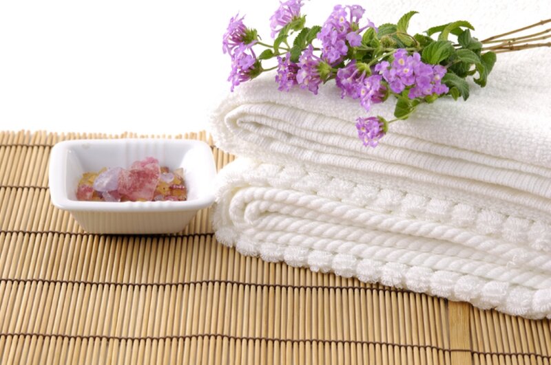 Folded Towels with Flowers