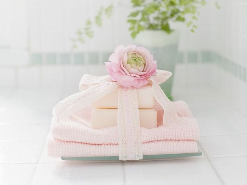 Folded Towels with Soap