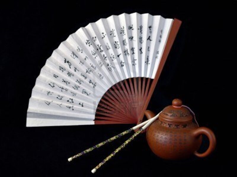 Folding Fan and Teapot
