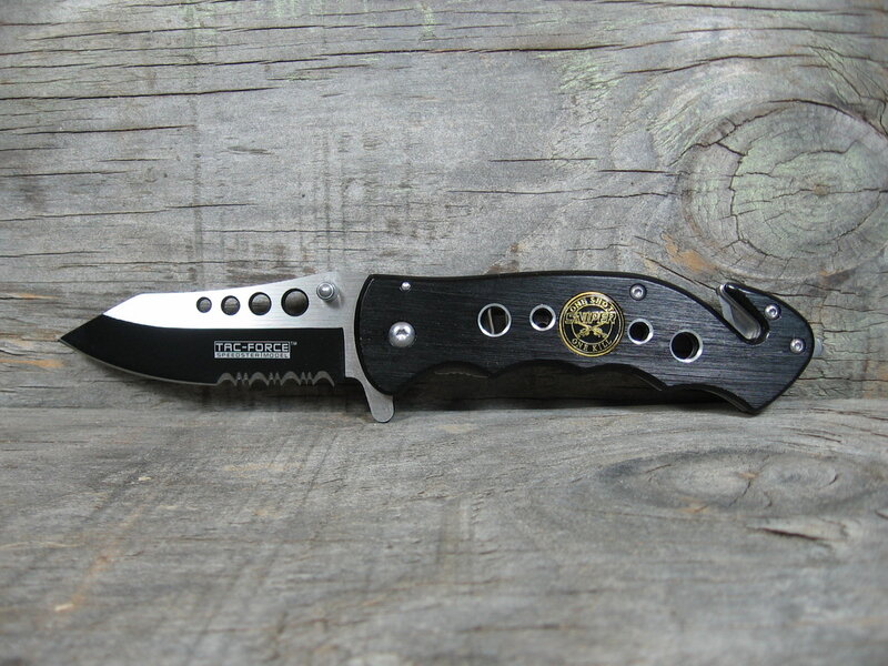 Folding Knife on Wood — Black