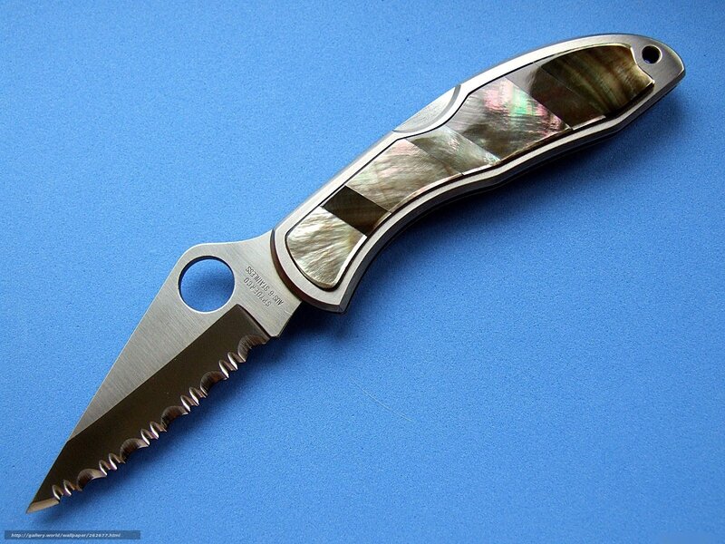 folding knife with mother-of-pearl handle