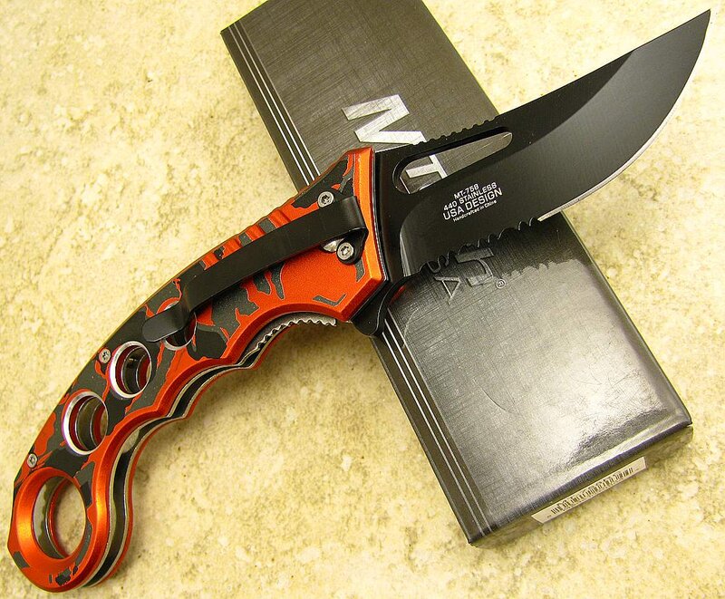 Folding Knife with Orange Handle