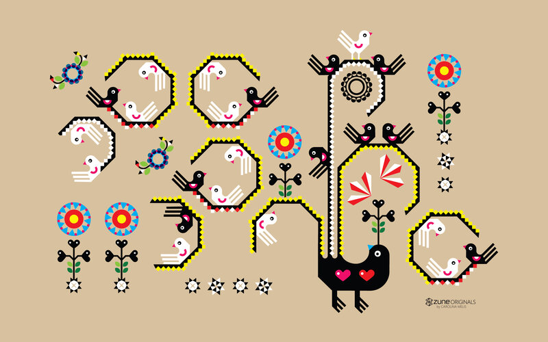 folk art bird patterns