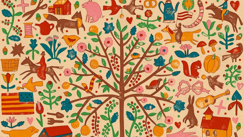 Folk Art Tree Illustration — Brown