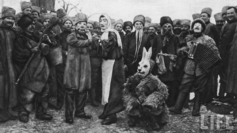 Folk festival with masked performers