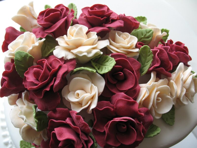 Fondant Roses on Cake