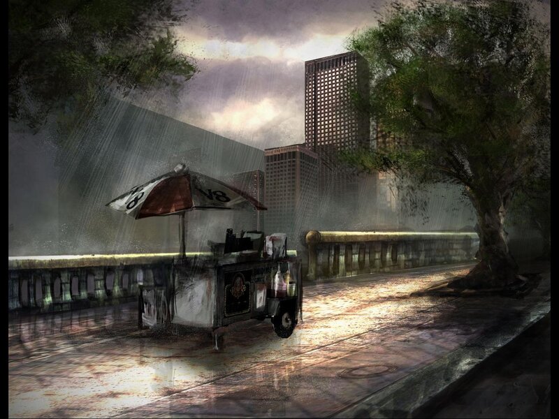 Food Cart in Rain