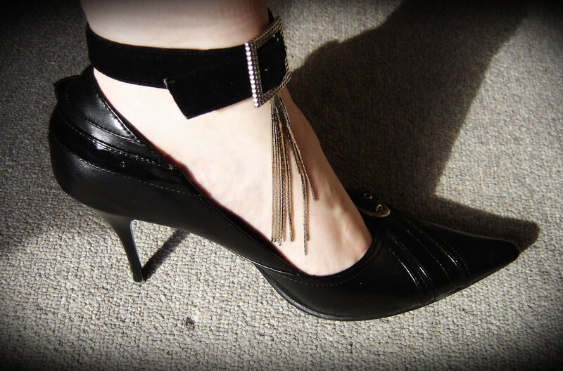 Foot in Black High-heeled Shoe