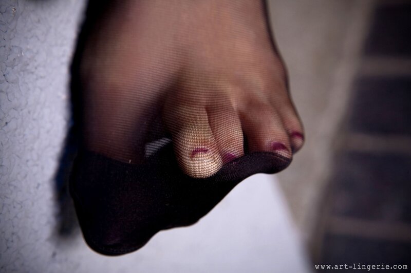 Foot in Black Stocking — Dramatic