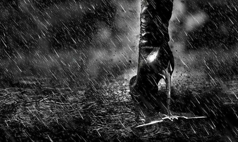 foot in rainstorm