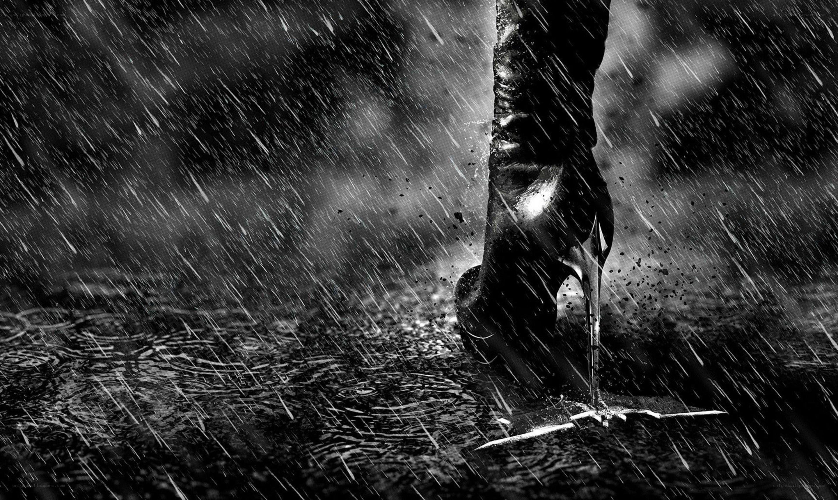 foot in rainstorm