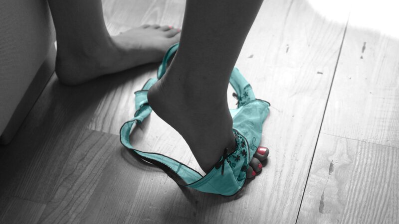 foot in underwear on floor