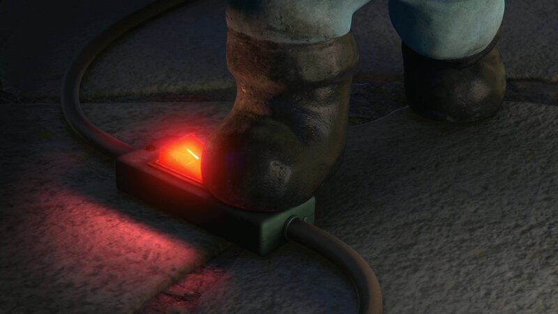 foot on power strip