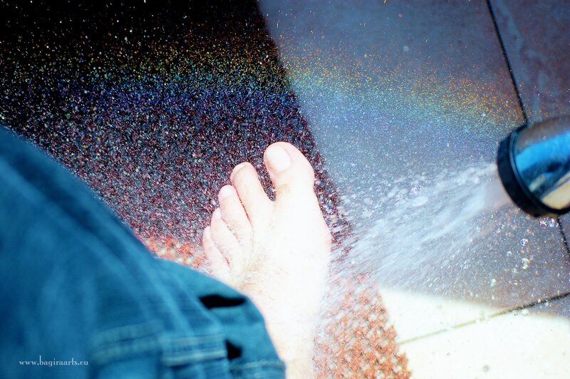 foot under water spray