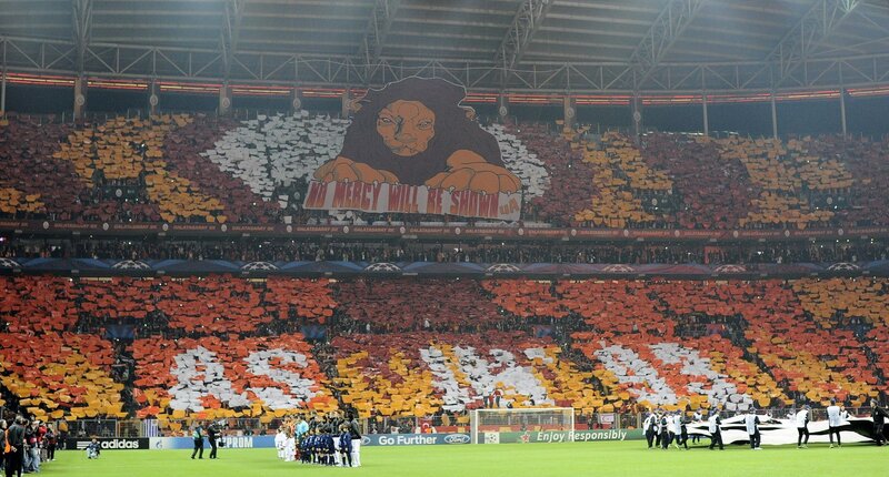 Football fans create lion tifo