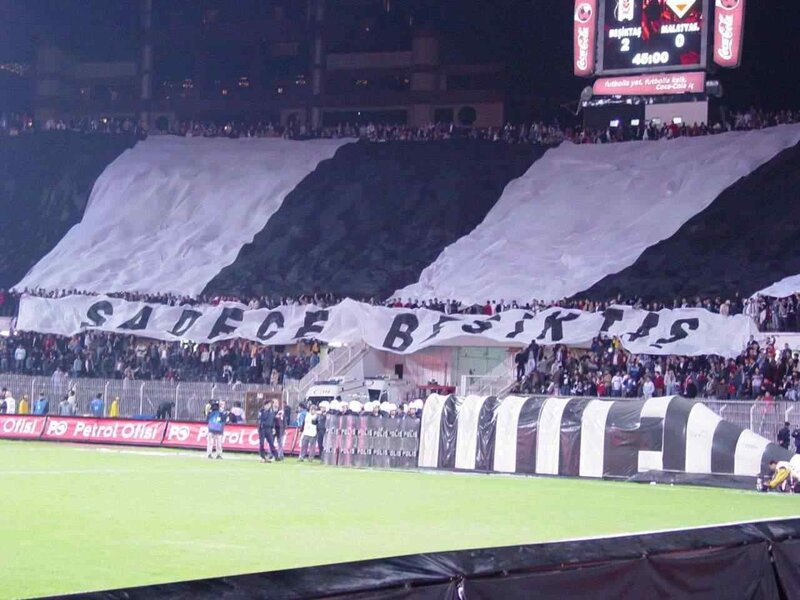 Football fans display banner