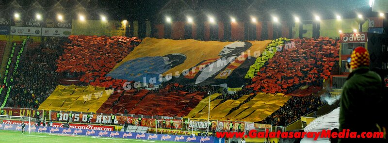 Football fans display large banner
