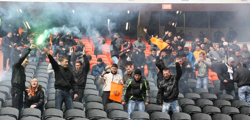 Football fans in stadium