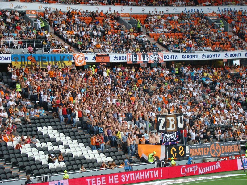 Football fans in stadium