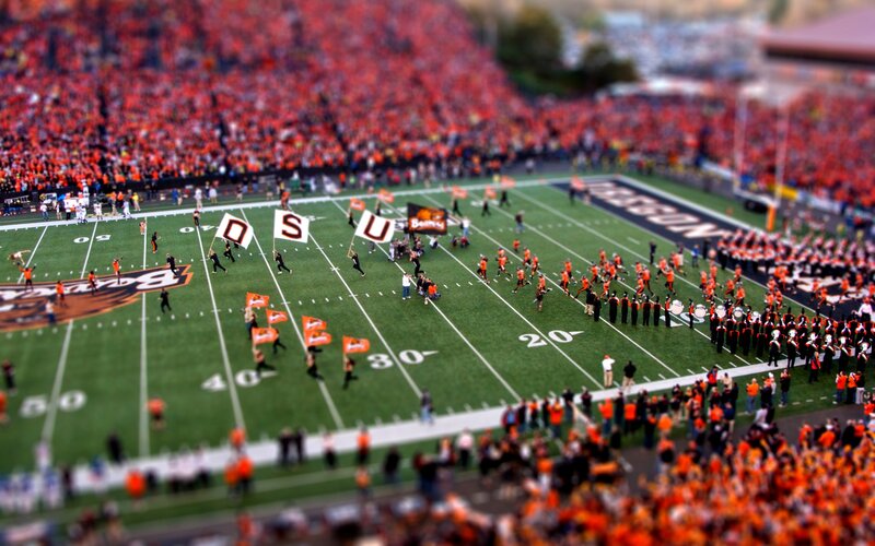 Football game at a stadium