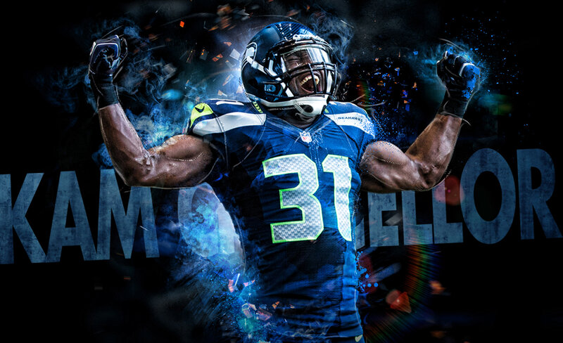 Football Player Celebrating — Blue, Dramatic, Digital Art