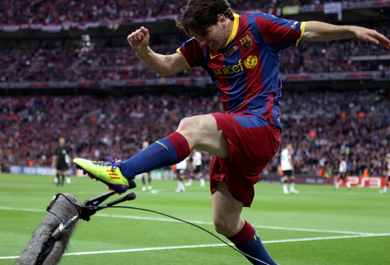 football player celebrating goal