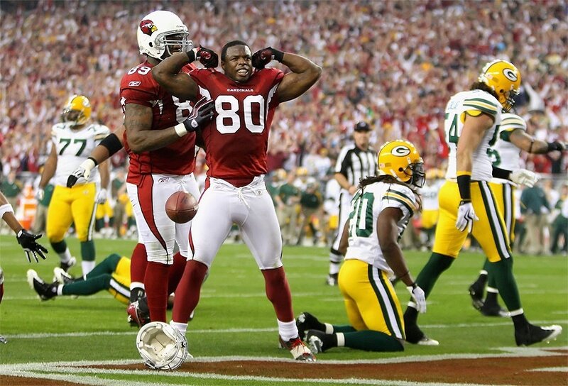 Football Player Celebrating — Red, Energetic