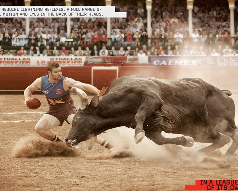 Football Player Dodging Bull
