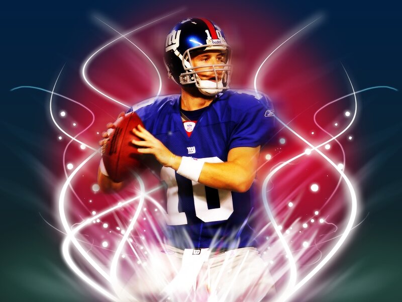 Football Player Holding Ball — Blue, Dramatic