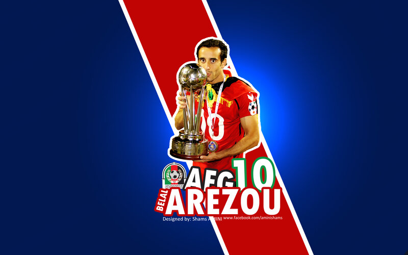 Football Player Holding Trophy — Blue