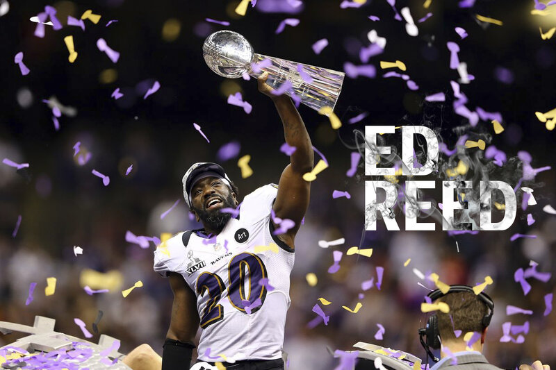 Football Player Holding Trophy — Purple